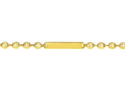 Identité junior Grains de café 5 x 6,5 mm, plaque rectangle 30 x 5 mm, 18 cm, Or jaune 18k - Image Standard - 2