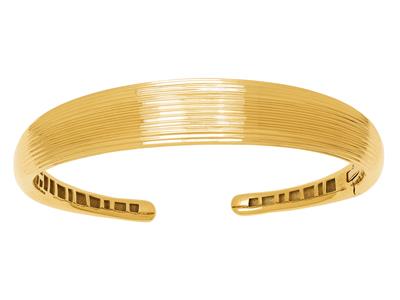 Bracelet Jonc ouvrant strié 12 mm, 61 x 48 mm, Or jaune 18k