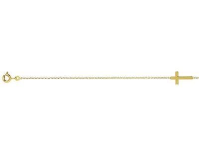 Bracelet Croix sur chaîne, 18 cm, Or jaune 18k - Image Standard - 3