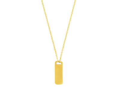 Collier chaîne avec pendentif Plaque rectangle, 42 cm, Or jaune 18k - Image Standard - 2