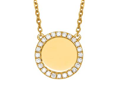 Collier Jeton serti diamants 0,19ct, 42 cm, Or jaune 18k - Image Standard - 2