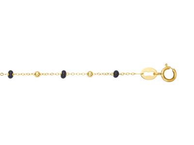 Bracelet Boules noires, 17-18 cm, Or jaune 18k
