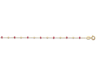 Bracelet Boules rouges, 17 cm, Or jaune 18k