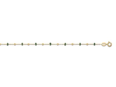 Bracelet Boules vertes, 17 cm, Or jaune 18k