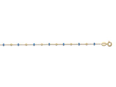 Bracelet Boules bleues, 17 cm, Or jaune 18k