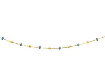 Collier Boules bleues, 42 cm, Or jaune 18k
