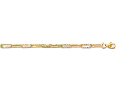 Bracelet maille rectangle martélée 3 mm, 19 cm, Or jaune 18k