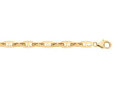 Bracelet maille Marine lisse et godronnée 5,50 mm massive, 19 cm, Or jaune 18k