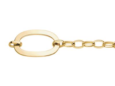 Bracelet maille Ovale et motif Rectangle ajouré en tube ovale plat 5 mm, 18,50 cm, Or jaune 18k - Image Standard - 2