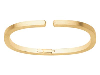 Bracelet Jonc ouvert forme Rectanlge, tube carré satinépoli 4 mm, 57 x 45 mm, Or jaune 18k