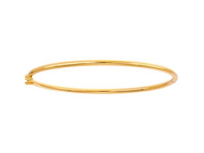 Bracelet Jonc, fil rond massif 2 mm, diamètre intérieur 60 mm, Or jaune 18k