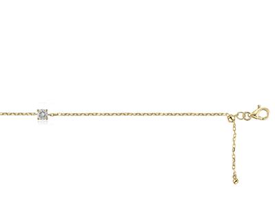 Bracelet solitaire maille Forçat, diamant 0,10ct, 17 cm, Or jaune 18k - Image Standard - 3