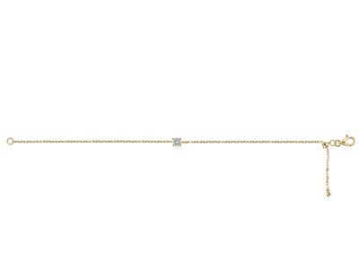 Bracelet solitaire maille Forçat, diamant 0,20ct, 15-17 cm cm, Or jaune 18k - Image Standard - 4