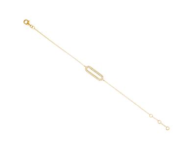 Bracelet motif Rectangle 16 x 5 mm, diamants 0,15ct, 16-17-18 cm, Or jaune 18k