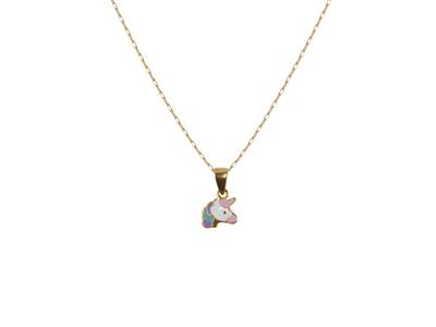 Collier motif Licorne résine sur chaîne, 382 cm, Or jaune 18k