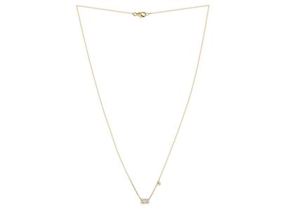Collier motif rectangle 4 x 7 mm, diamants ronds et baguettes 0,16ct, 40-42,5-45 cm, Or jaune 18k - Image Standard - 2