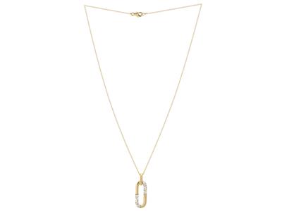 Collier motif rectangle, hauteur 22 mm, diamants 0,13ct, 40-42 cm, Or jaune 18k - Image Standard - 2