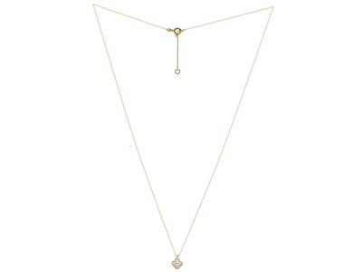 Collier motif trèfle 6 mm, diamants 0,06ct, 40-42-45 cm, Or jaune 18k - Image Standard - 2