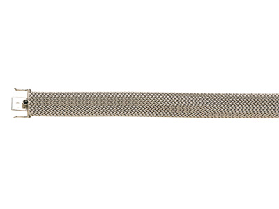 Bracelet maille Polonaise lisse 16 mm, 19 cm, Or gris 18k