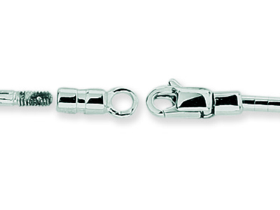Collier Oméga rond 2 mm, embouts dévissables, 42 cm, Or gris 18k rhodié - Image Standard - 3
