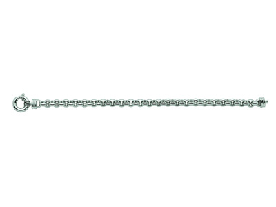 Bracelet maille Jaseron 6,20 mm, 19,5 cm, Or gris 18k. Réf. 3348