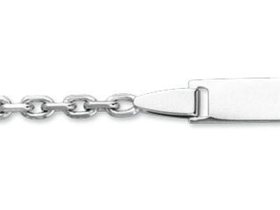 Identité bébé maille Forçat diamantée, 14 cm, Or gris 18k - Image Standard - 2