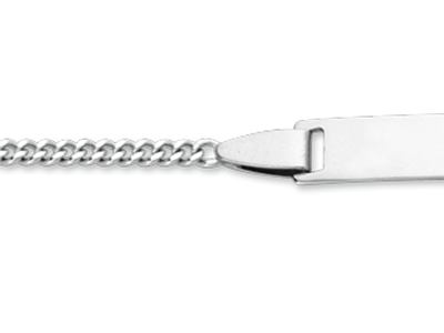 Identité bébé maille Gourmette diamantée, plaque rectangle, 14 cm, Or gris 18k - Image Standard - 2