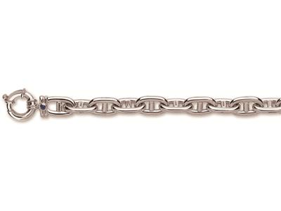 Bracelet chaîne dAncre lisse 12 mm, 22 cm, Or gris 18k