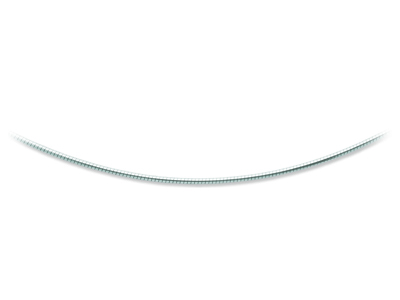 Collier Oméga rond avvolto 1,9 mm, 45 cm, Or gris 18k rhodié