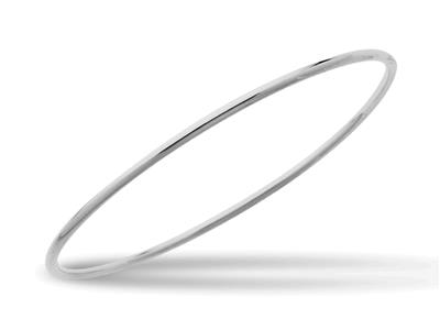 Bracelet Jonc massif, fil rond 2,5 mm, forme ronde 63 mm, Or gris 18k