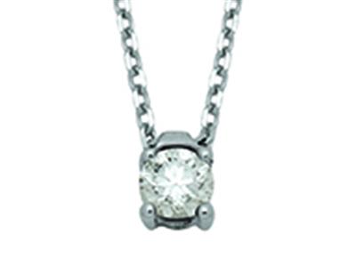 Collier Solitaire diamant 4 griffes 0,20ct, chaîne Forçat ordinaire, 40-45 cm, Or gris 18k