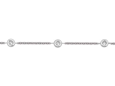 Bracelet Tennis 5 diamants 0,11ct, 15-17,5 cm, Or gris 18k - Image Standard - 2
