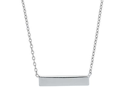 Collier chaîne Forçat ronde, motif Barrette 15 mm, 40-42 cm, Or gris 18k - Image Standard - 2