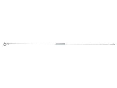 Bracelet chaîne Forçat ronde, motif Barrette 15 mm, 17-18 cm, Or gris 18k