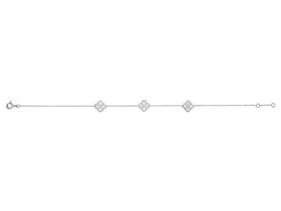 Bracelet chaîne Forçat ronde, 3 motifs Cercles entrelacés, 16,50-17,50 cm, Or gris 18k