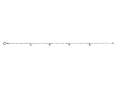 Bracelet chaîne Forçat ronde, 4 pastilles, 17-18 cm, Or gris 18k