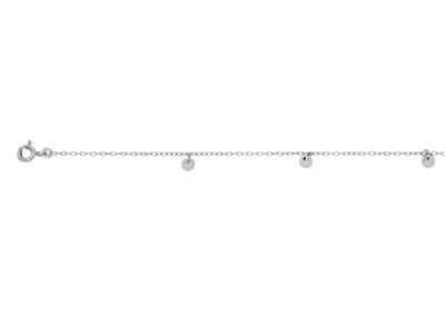 Bracelet chaîne Forçat ronde, 4 pastilles, 17-18 cm, Or gris 18k - Image Standard - 2