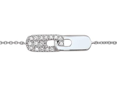 Bracelet motif Lien sur chaîne, diamants 0,05ct, 15-17-18 cm, Or gris 18k