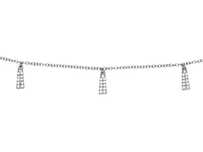Collier 5 motifs diamants 0,15ct, chaîne forçat ronde massive, 38-40-42 cm, Or gris 18k - Image Standard - 2