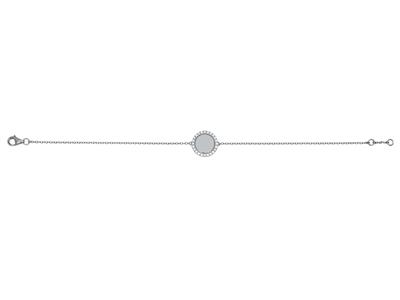 Bracelet Jeton serti diamants 0,19ct, 17,5 cm, Or gris 18k