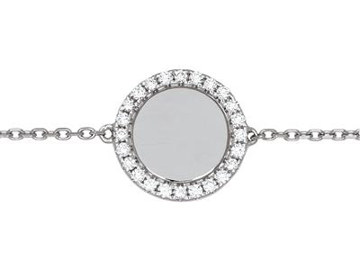 Bracelet Jeton serti diamants 0,19ct, 17,5 cm, Or gris 18k - Image Standard - 2