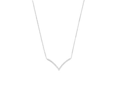 Collier ailes de mouette, diamants 0,17ct, 40-42-45 cm, Or gris 18k