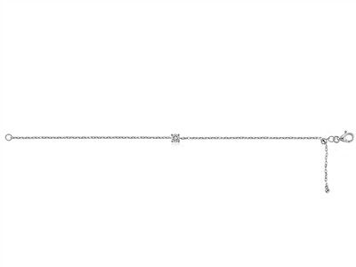 Bracelet solitaire maille Forçat, diamant 0,10ct, 17 cm, Or gris 18k - Image Standard - 4