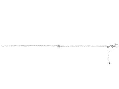 Bracelet solitaire maille Forçat, diamant 0,20ct, 17 cm, Or gris 18k - Image Standard - 4