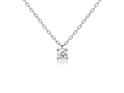 Collier solitaire maille Forçat, diamant 0,10ct, 40-42-45 cm, Or gris 18k - Image Standard - 2