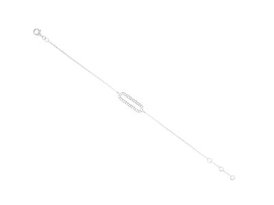 Bracelet motif Rectangle 16 x 5 mm, diamants 0,15ct, 16-17-18 cm, Or gris 18k