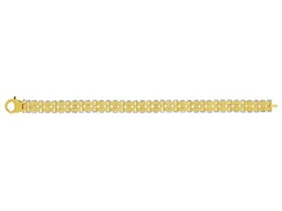 Bracelet Homme mailles et plaques alternées 10 mm, , 21 cm, Or jaune 18k