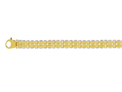 Bracelet Homme mailles et plaques alternées 10 mm, , 21 cm, Or jaune 18k - Image Standard - 2