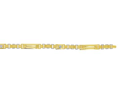 Bracelet Homme mailles et plaques alternées 6,60 mm, 21 cm, Or bicolore 18k - Image Standard - 3