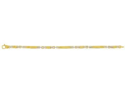 Bracelet Plaques fines alternées creux 3,50 mm, 17,50 cm, Or bicolore 18k